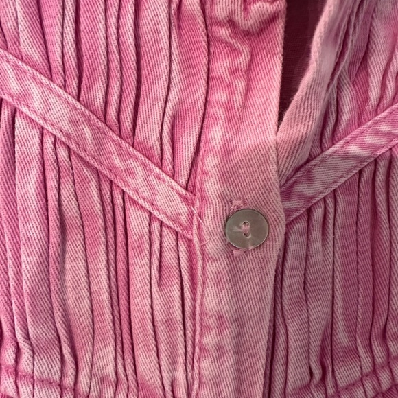 Entro Women’s Pink Sleeveless Ruffle Trim Button Front Denim Top Sz L GUC - Picture 5 of 9